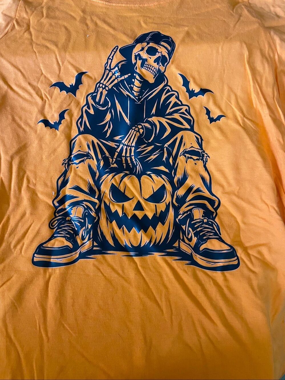 Halloween Skeleton Pumpkin Graphic Tee Men’s S/Y-XL NEW - Picture 2 of 3